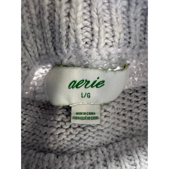 Aerie Gray & Mustard Yellow Colorblock Mock Neck Sweater | Size Large - Picture 4 of 5